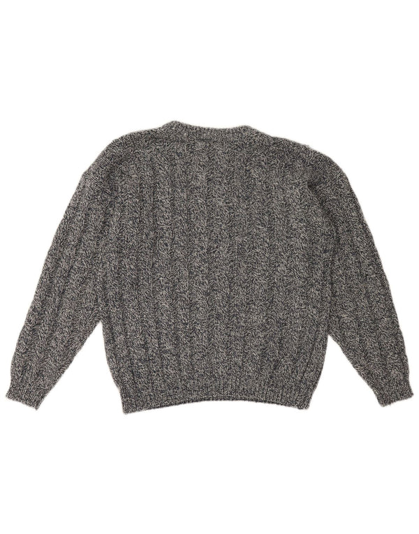 St. Bernard Womens Crew Neck Jumper Sweater UK 14 Large Navy Blue Flecked