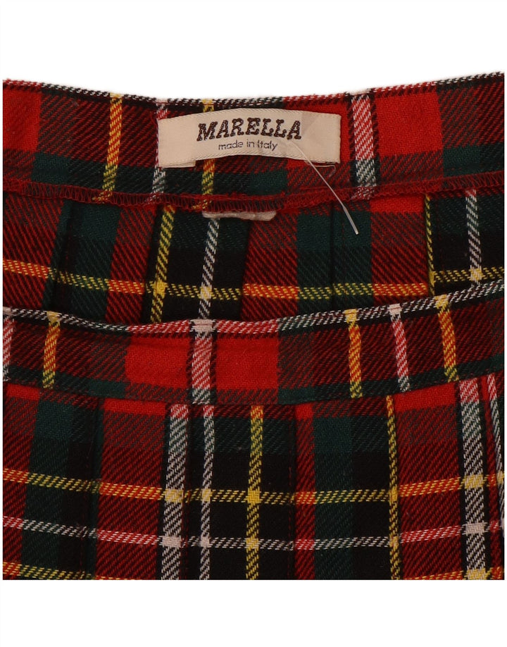 Marella Womens Pleated Wrap Skirt W30 Medium Red Check