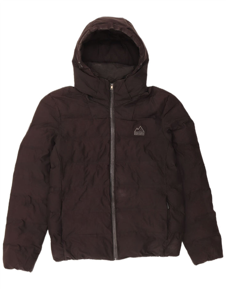 Superdry Mens Hooded Padded Jacket UK 40 Large Black Polyester