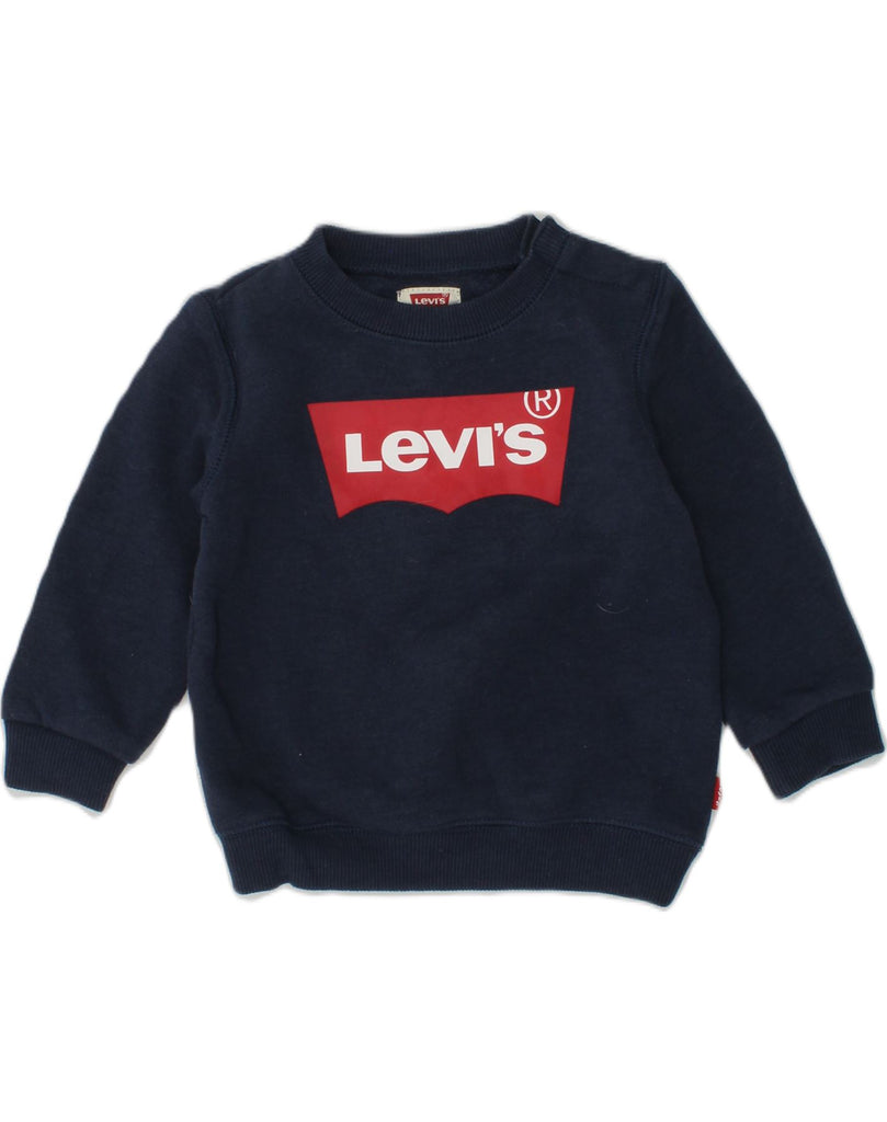 LEVI'S Baby Boys Graphic Sweatshirt Jumper 6-9 Months Navy Blue Cotton | Vintage Levi's | Thrift | Second-Hand Levi's | Used Clothing | Messina Hembry 