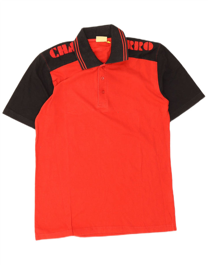 Charro Mens Graphic Polo Shirt Large Red Colourblock Cotton