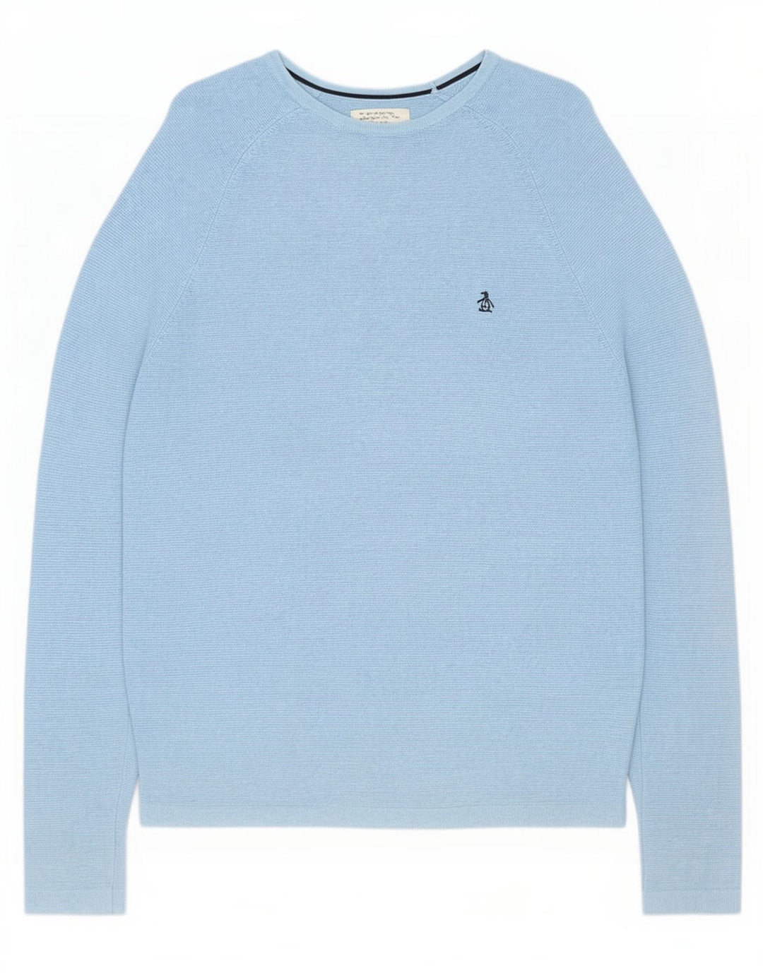 Penguin Mens Boat Neck Jumper Sweater Medium Blue Cotton
