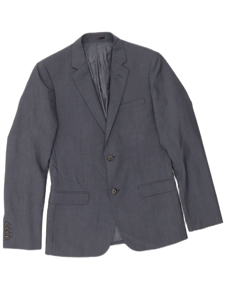 Dkny Mens 2 Button Slim Fit Blazer Jacket UK 36 Small Navy Blue Wool