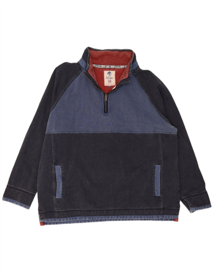 Fat Face Mens Zip Neck Sweatshirt Jumper 2XL Navy Blue Cotton