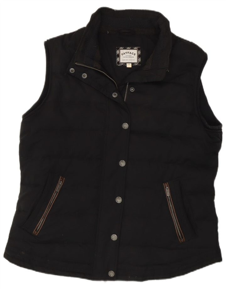 Fat Face Womens Padded Gilet UK 14 Large Black Polyester