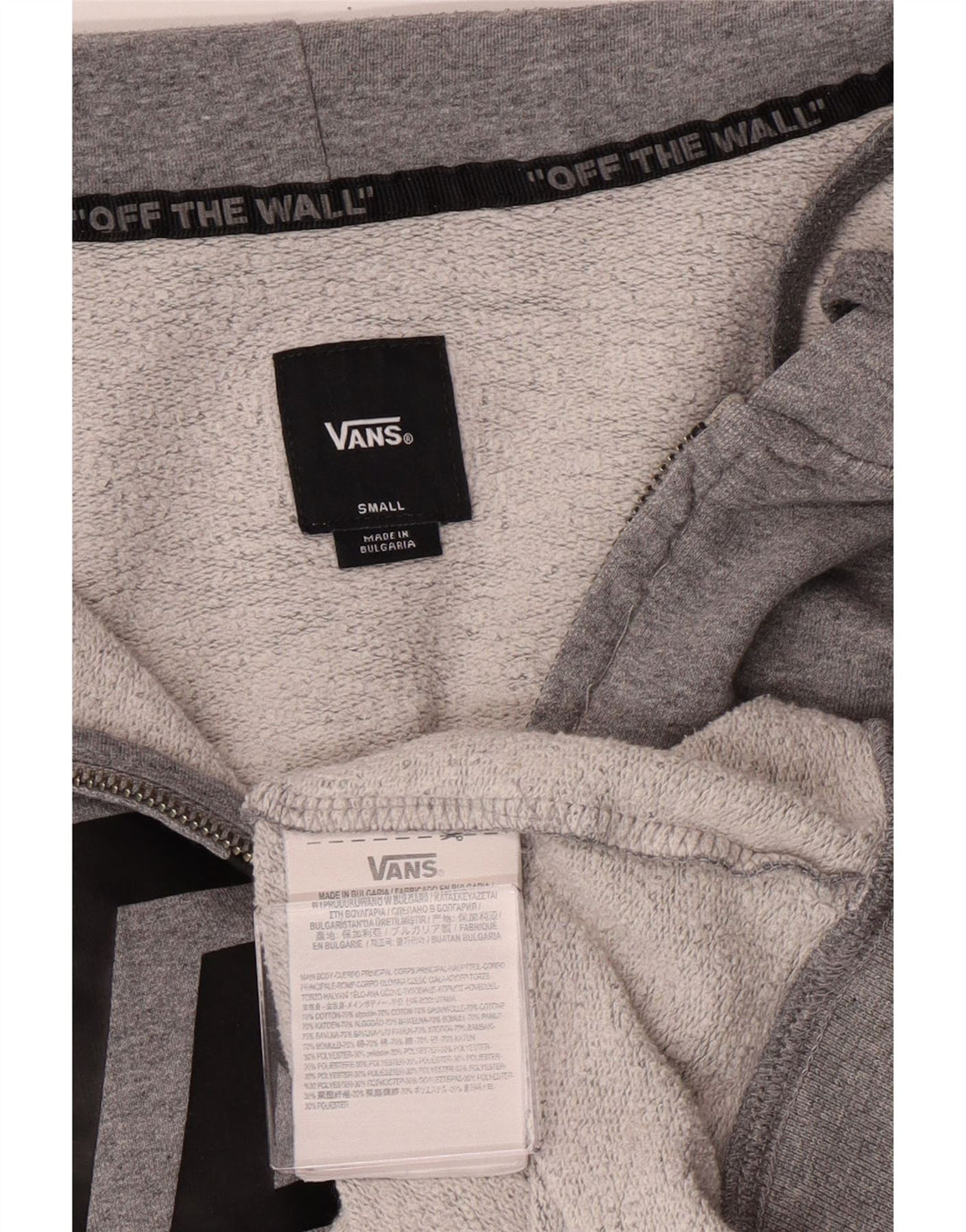 Vans Mens Graphic Zip Hoodie Sweater Small Grey Cotton