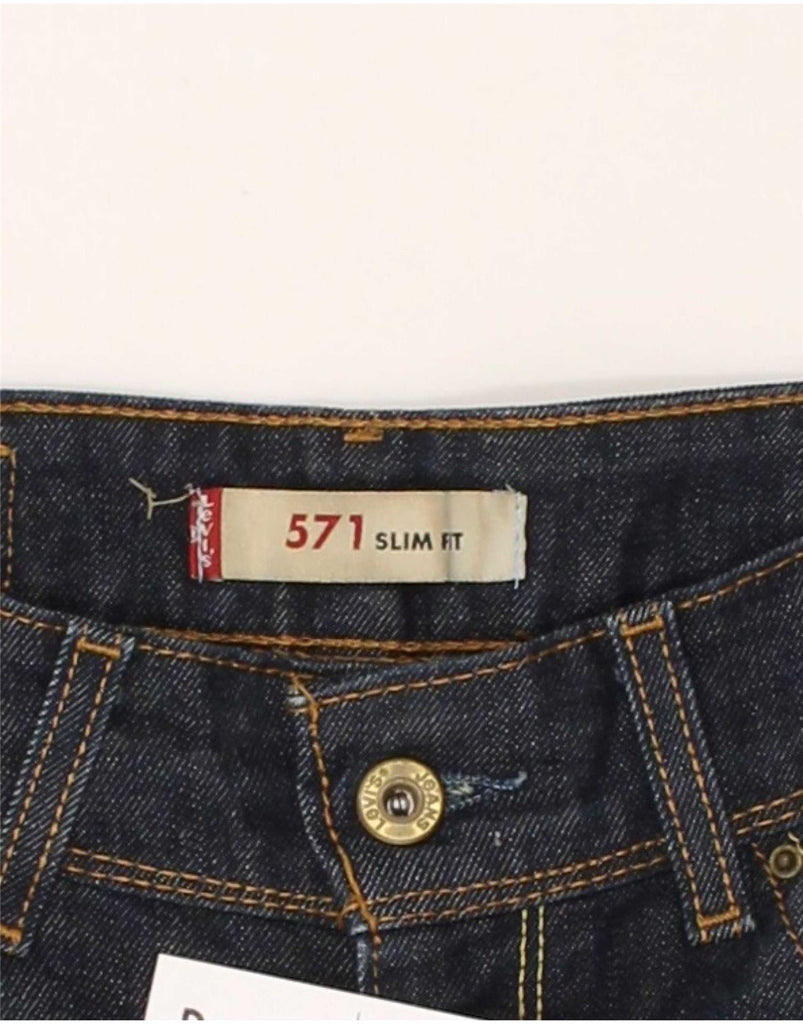 LEVI'S Womens 571 Low Waist Slim Jeans W29 L34  Navy Blue Cotton Vintage Levi's and Second-Hand Levi's from Messina Hembry 