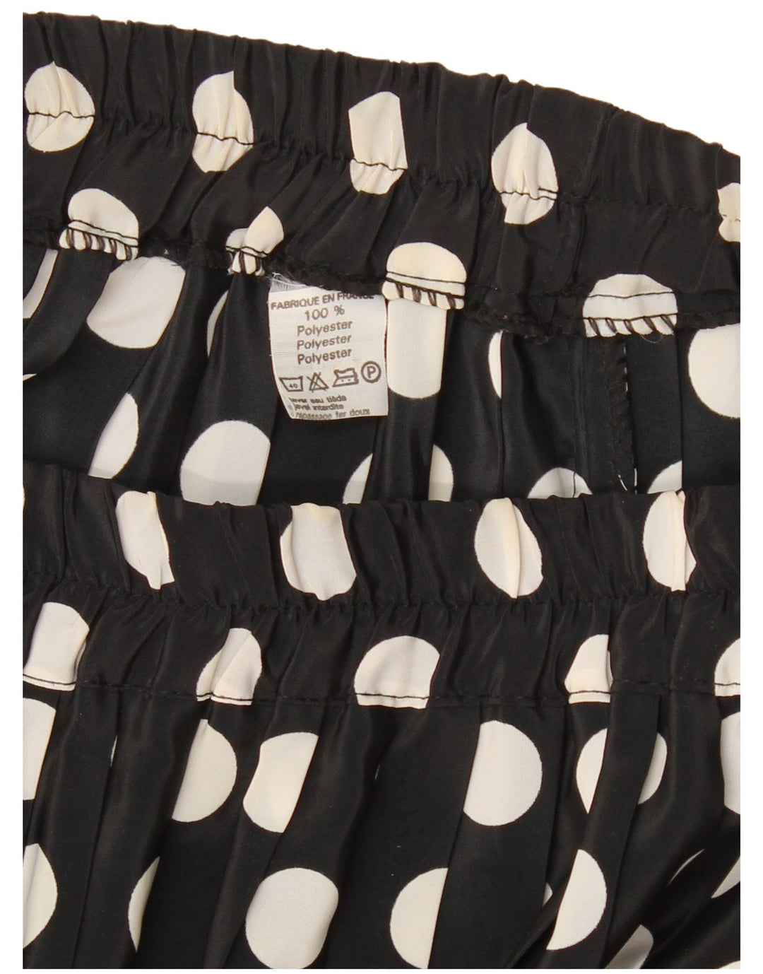 VINTAGE Womens Pleated Skirt W26 Small Black Polka Dot Polyester