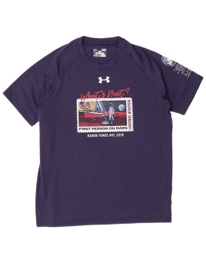 UNDER ARMOUR Mens loose Graphic T-Shirt Top Small Navy Blue Polyester