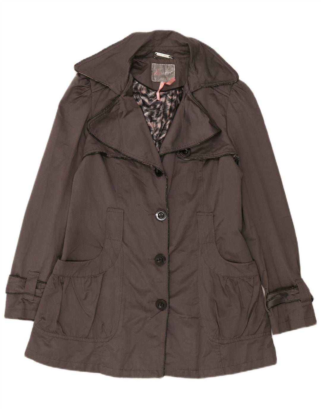 Lipsy Womens Trench Coat UK 12 Medium Grey Polyester