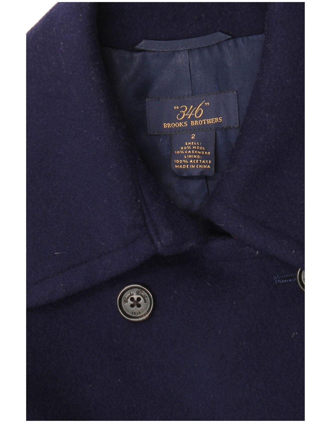 Brooks Brothers Womens Pea Coat US 2 XS Navy Blue Wool
