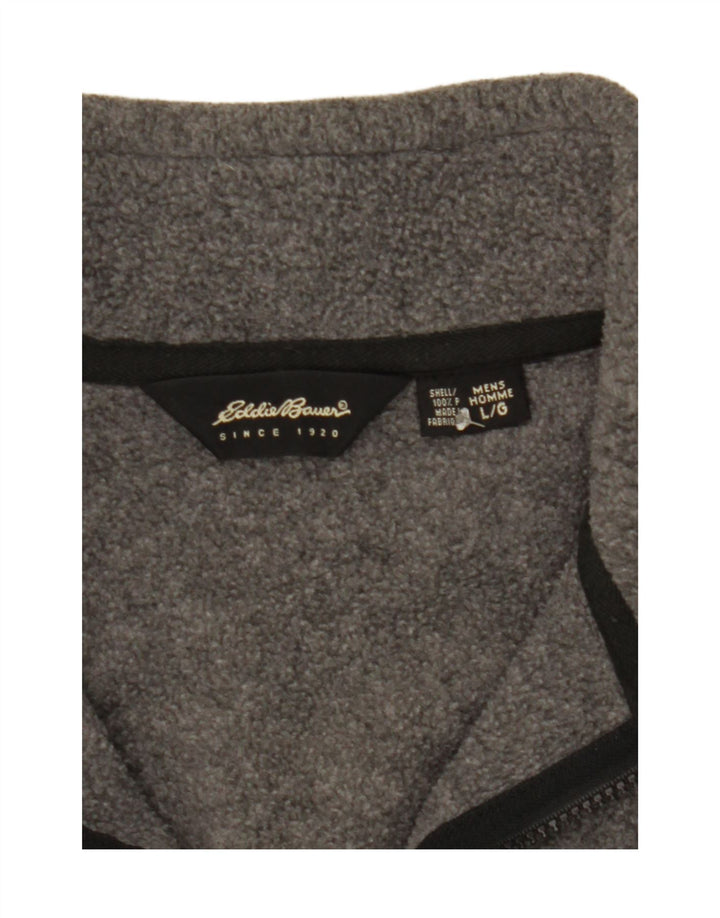 EDDIE BAUER Mens Zip Neck Fleece Jumper Large Grey Polyester Vintage Eddie Bauer and Second-Hand Eddie Bauer from Messina Hembry 