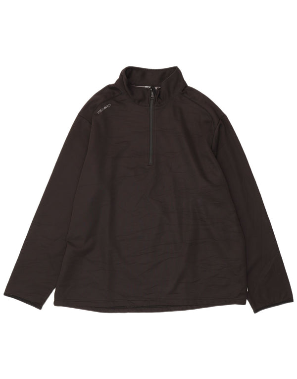 TRIBORD Mens Zip Neck Sweatshirt Jumper 3XL Black Polyester