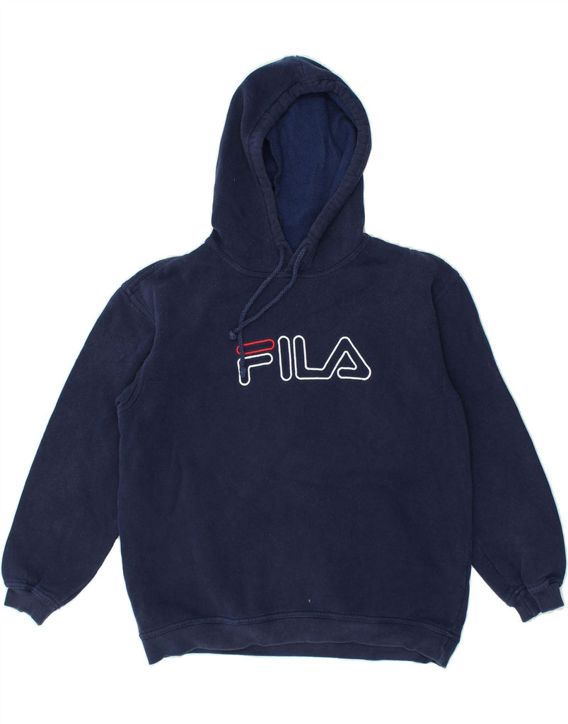 FILA Boys Graphic Hoodie Jumper 12-13 Years XL Navy Blue Cotton | Vintage Fila | Thrift | Second-Hand Fila | Used Clothing | Messina Hembry 