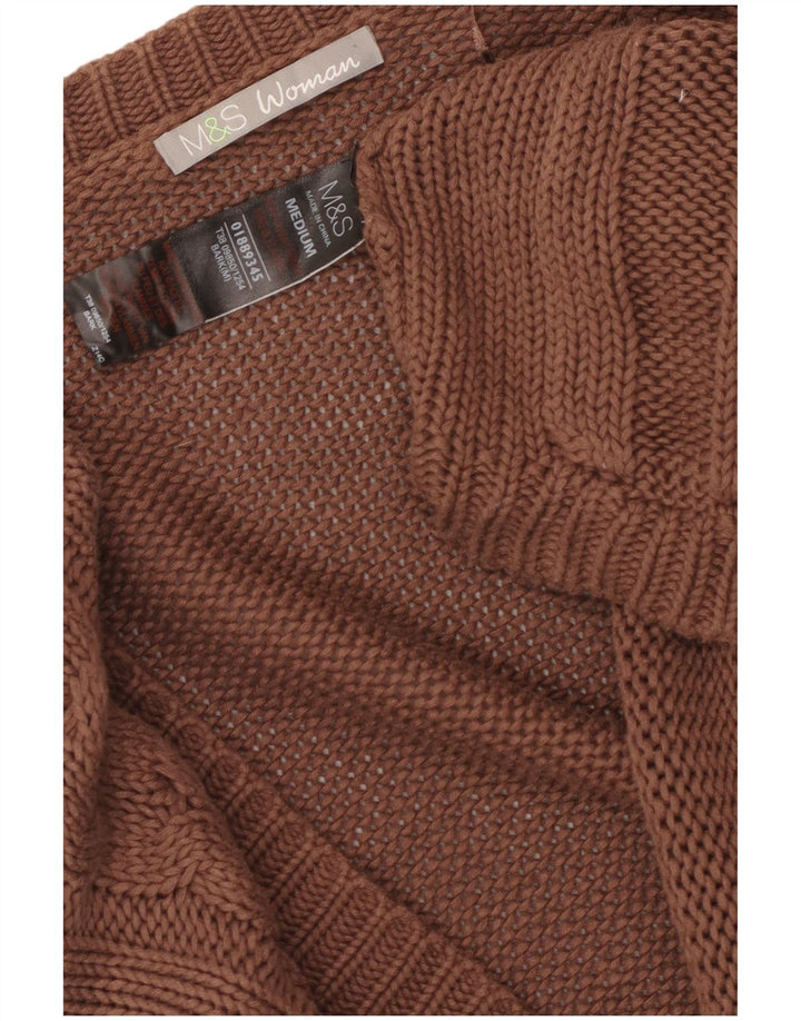 Marks & Spencer Womens 3/4 Sleeve Cardigan Sweater UK 14 Medium Brown