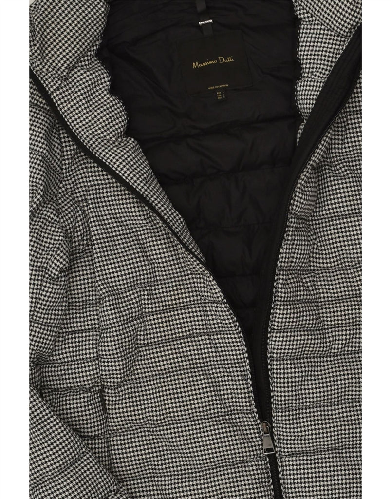 MASSIMO DUTTI Womens Padded Jacket UK 14 Large Black Houndstooth | Vintage Massimo Dutti | Thrift | Second-Hand Massimo Dutti | Used Clothing | Messina Hembry 