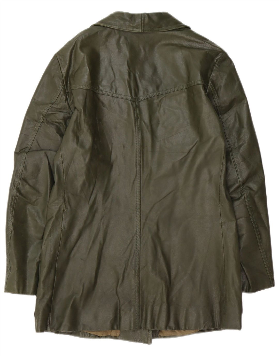 VINTAGE Womens Leather Jacket UK 14 Medium Green Leather