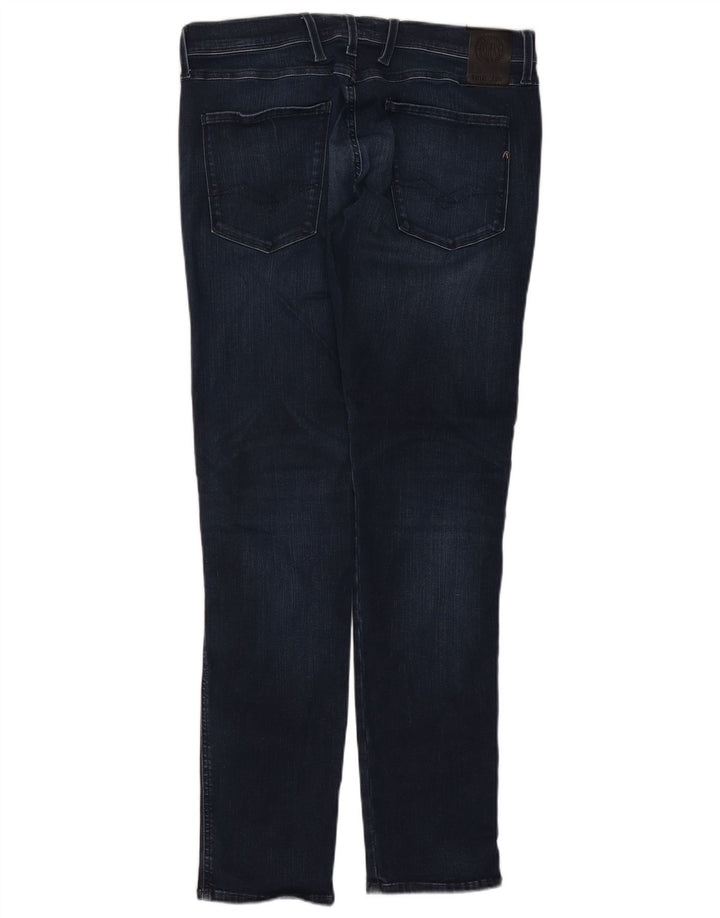 REPLAY Womens Flex Slim Jeans W36 L34 Navy Blue Cotton