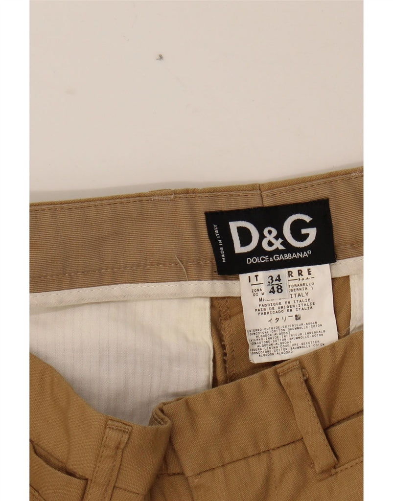 DOLCE & GABBANA Mens Straight Chino Trousers W34 L34 Brown Cotton Vintage Dolce & Gabbana and Second-Hand Dolce & Gabbana from Messina Hembry 