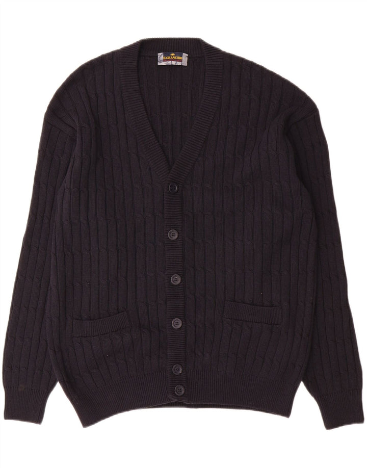 Il Granchio Mens Cardigan Sweater Large Navy Blue Cotton