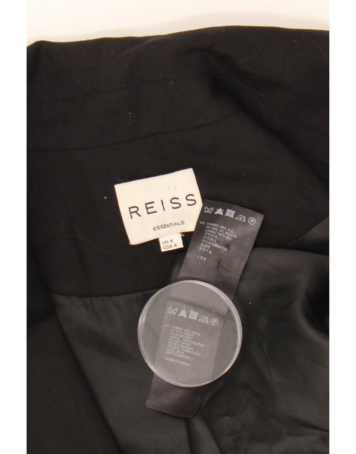 REISS Womens 1 Button Blazer Jacket UK 8 Small  Black Wool