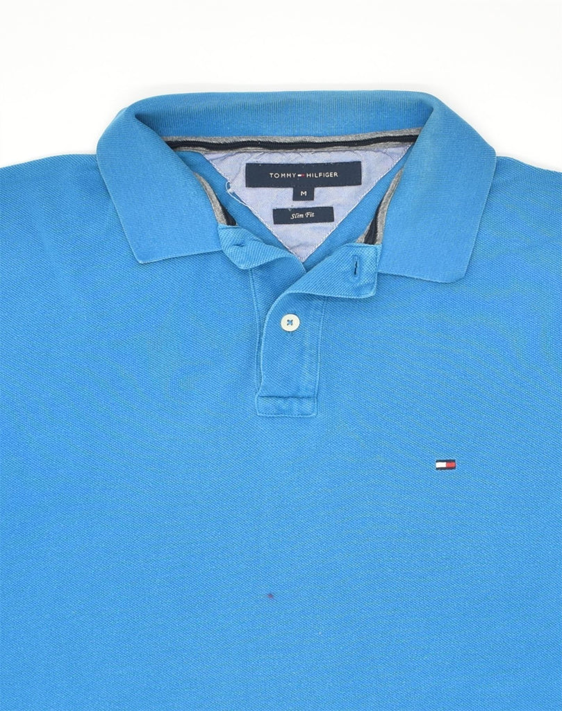 TOMMY HILFIGER Mens Slim Fit Polo Shirt Medium Blue Cotton | Vintage Tommy Hilfiger | Thrift | Second-Hand Tommy Hilfiger | Used Clothing | Messina Hembry 