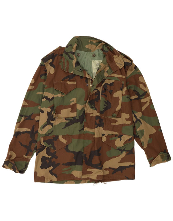 Vintage Mens Military Jacket UK 38 Medium Khaki Camouflage Polyester