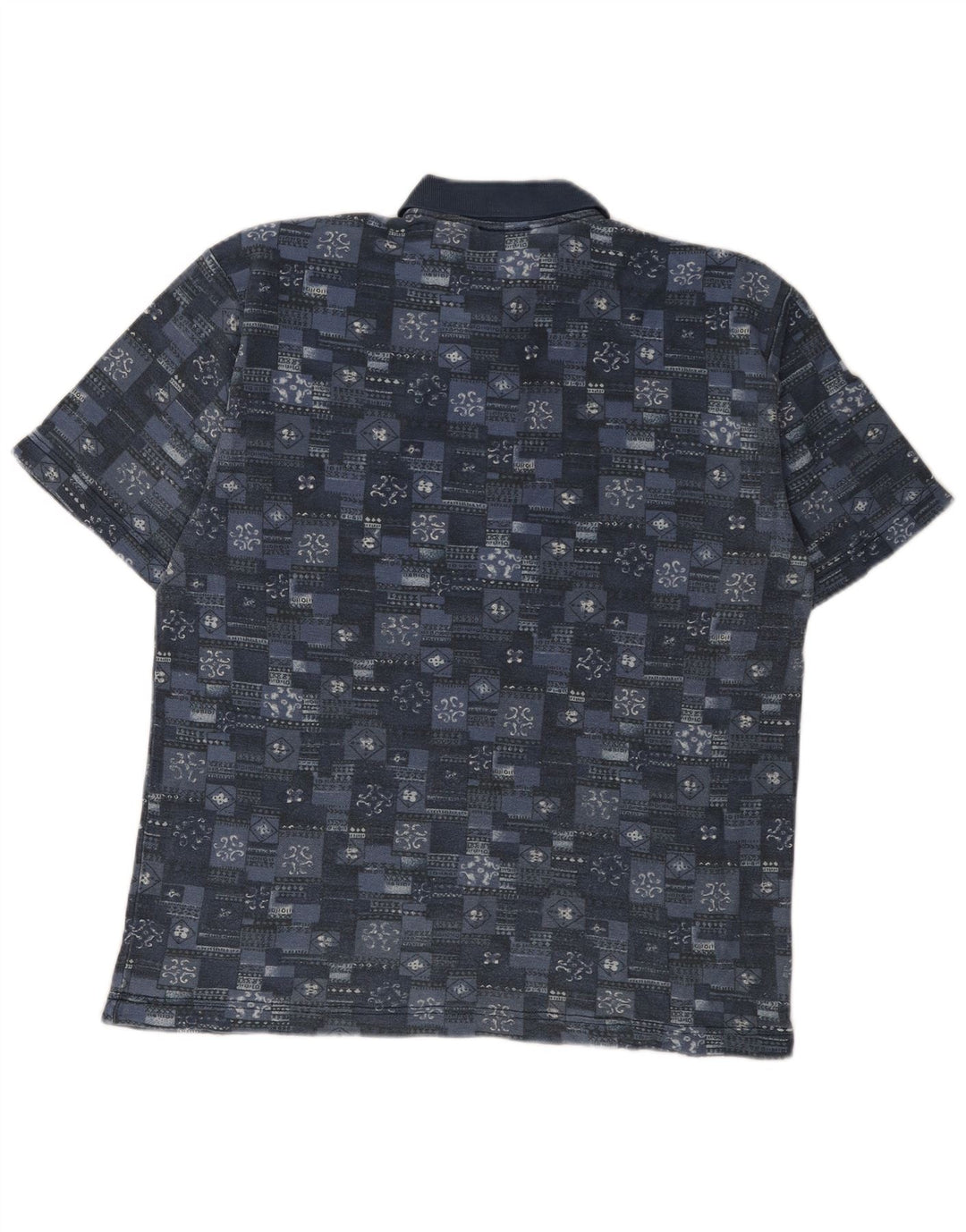 Fila Mens Polo Shirt IT 52 Large Blue Geometric