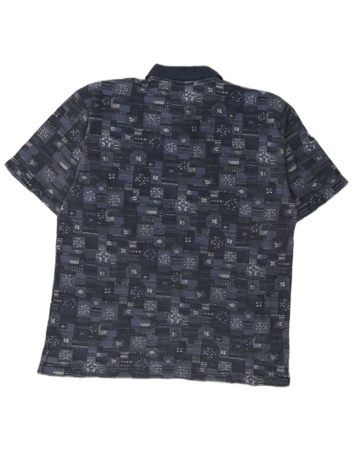 Fila Mens Polo Shirt IT 52 Large Blue Geometric