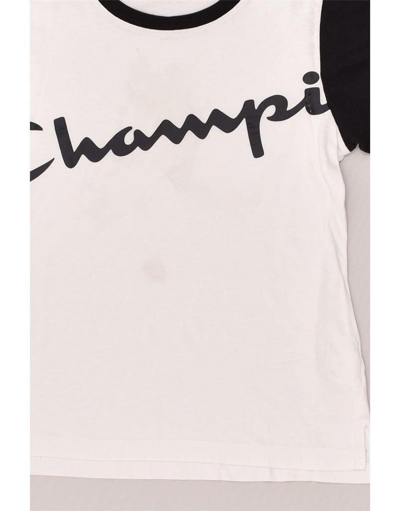 CHAMPION Boys Graphic T-Shirt Top 11-12 Years Large  White Colourblock | Vintage Champion | Thrift | Second-Hand Champion | Used Clothing | Messina Hembry 