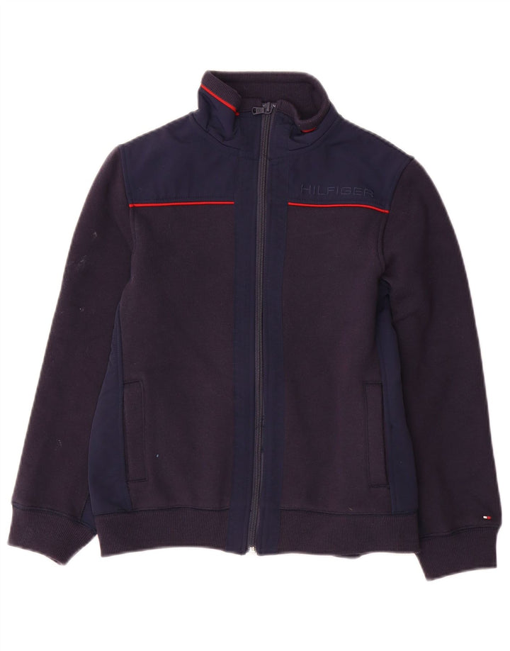 TOMMY HILFIGER Boys Tracksuit Top Jacket 8-9 Years Medium Navy Blue