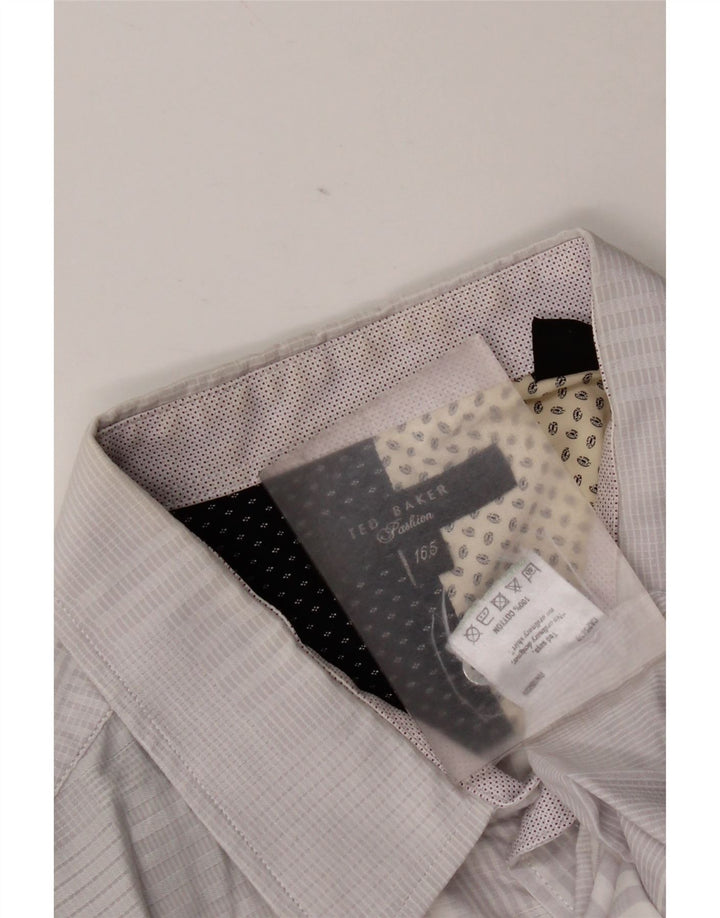Ted Baker Mens Shirt Size 16.5 Large Grey Gingham Cotton