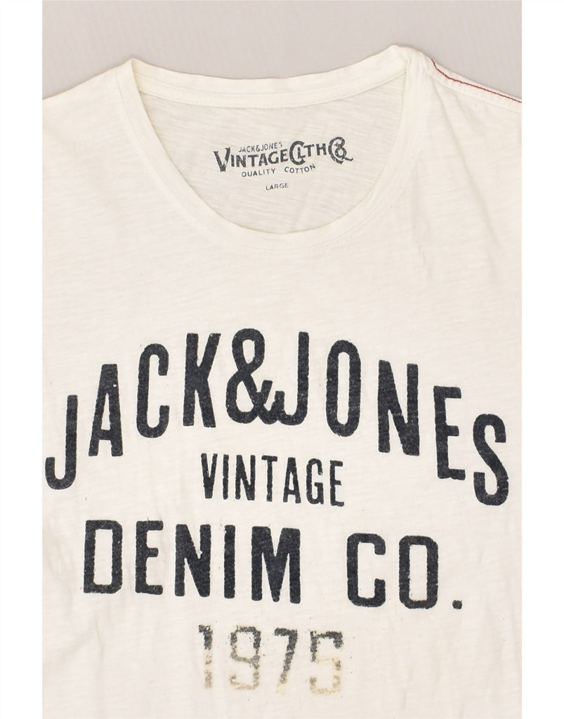 JACK & JONES Mens Graphic T-Shirt Top Large White Cotton | Vintage Jack & Jones | Thrift | Second-Hand Jack & Jones | Used Clothing | Messina Hembry 