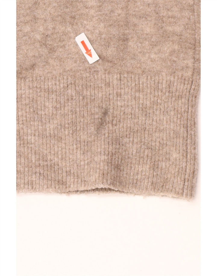 Zara Womens Oversized V-Neck Jumper Sweater UK 10 Small Brown Flecked