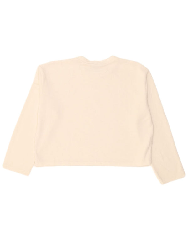Zara Womens Crop Oversized Top Long Sleeve UK 14 Medium White