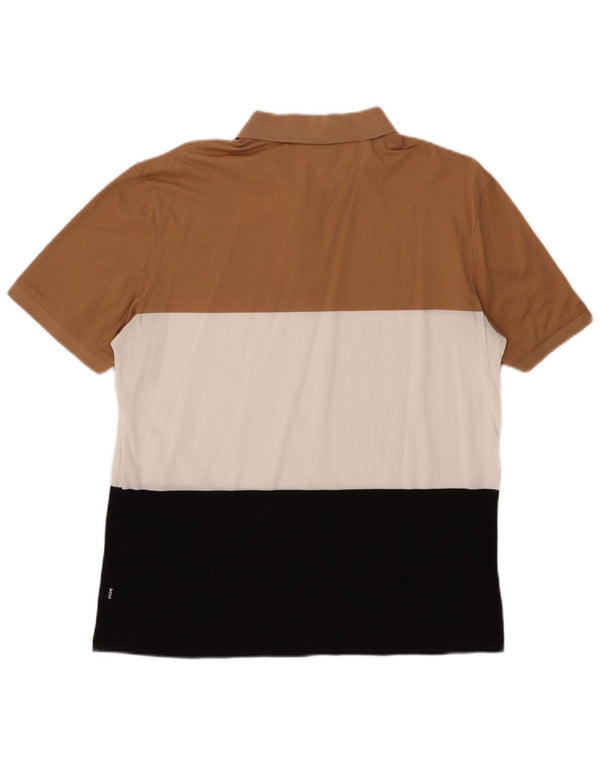 Hugo Boss Mens Polo Shirt Large Multicoloured Colourblock Cotton