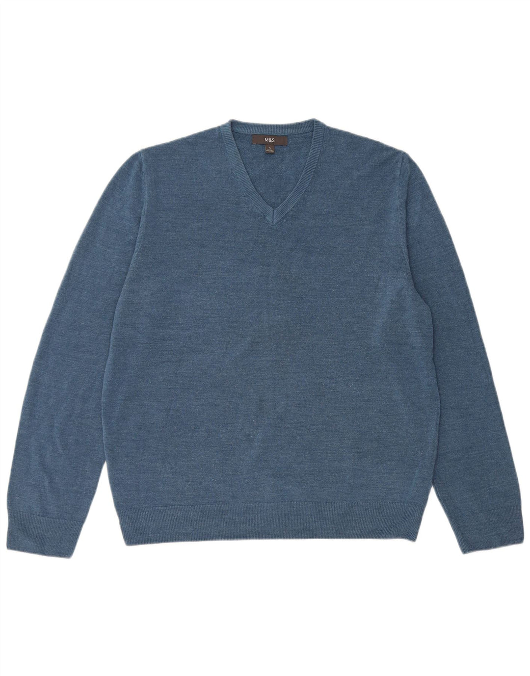 Marks & Spencer Mens V-Neck Jumper Sweater XL Blue Acrylic