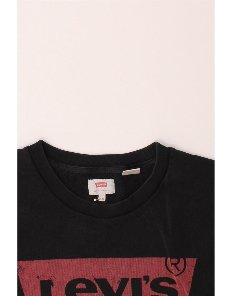 LEVI'S Mens Graphic Sweatshirt Jumper 2XL Black Cotton Vintage Levi's and Second-Hand Levi's from Messina Hembry 