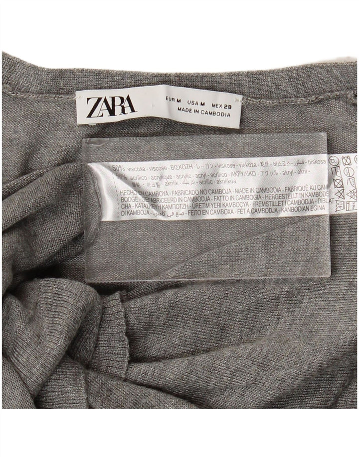Zara Womens Cardigan Sweater UK 14 Medium Grey Viscose