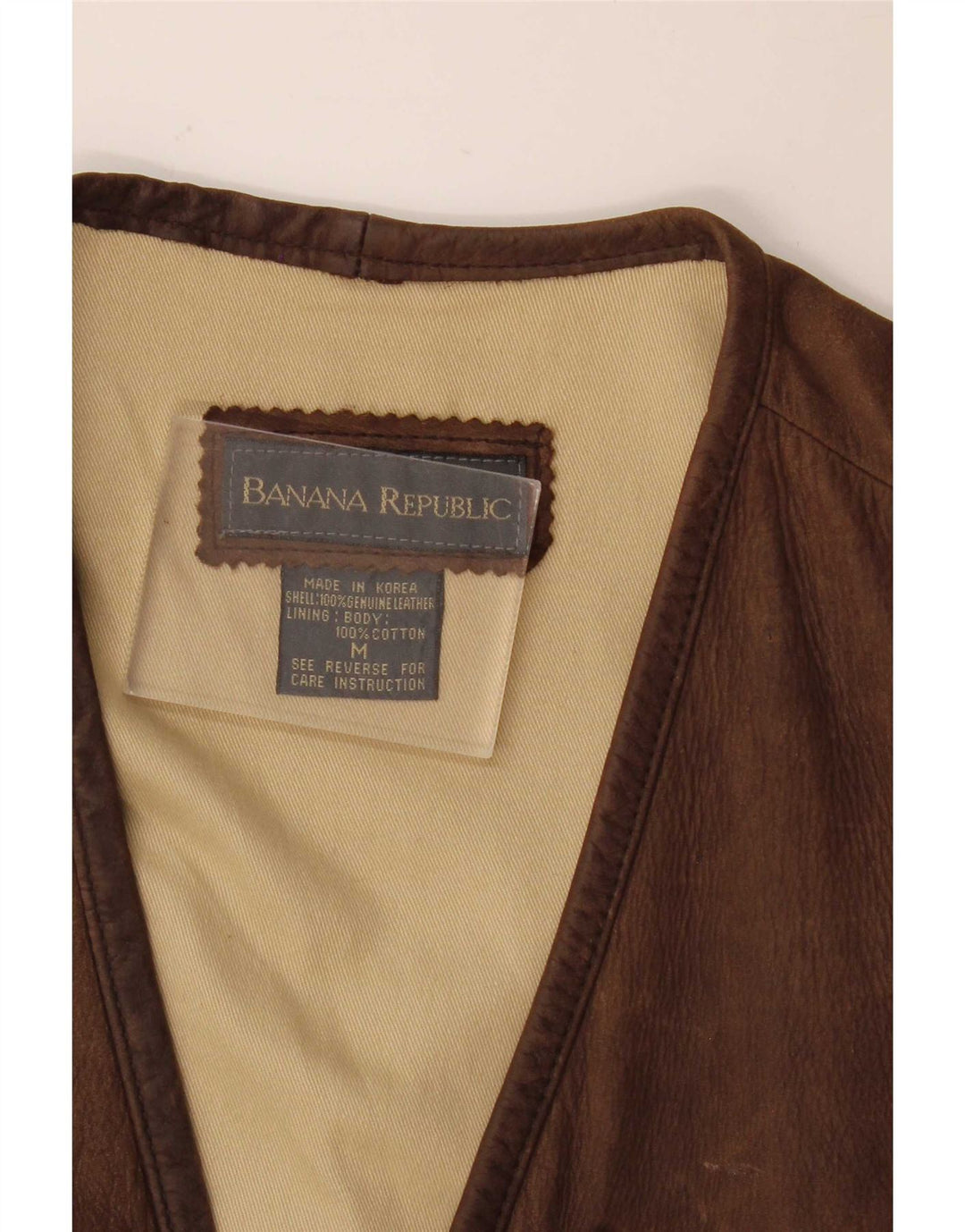 Banana Republic Mens Leather Gilet UK 38 Medium Brown