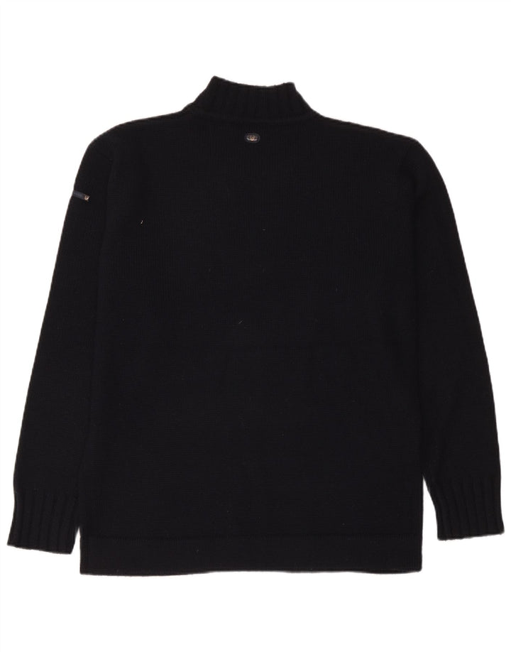 Duck And Cover Mens Graphic Turtle Neck Jumper Sweater Medium Black Acrylic