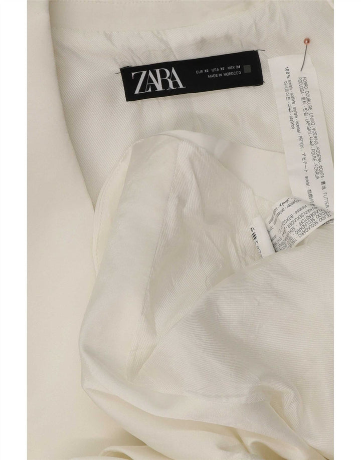 Zara Womens Oversized 1 Button Blazer Jacket UK 6 XS White Viscose