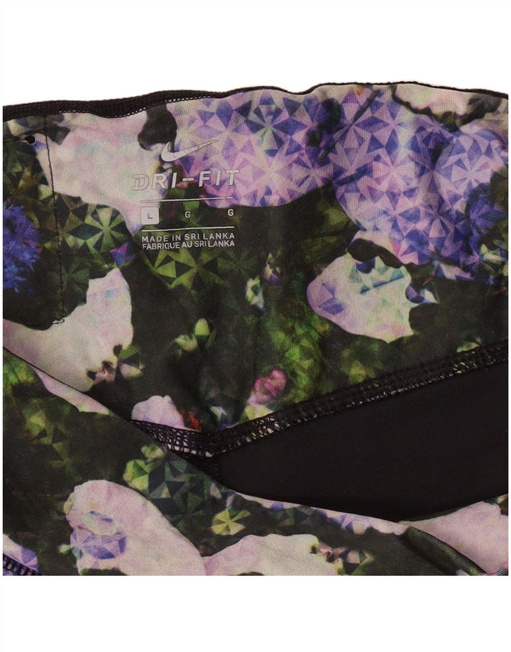 Nike Womens Dri Fit Capri Leggings UK 14 Large Black Floral