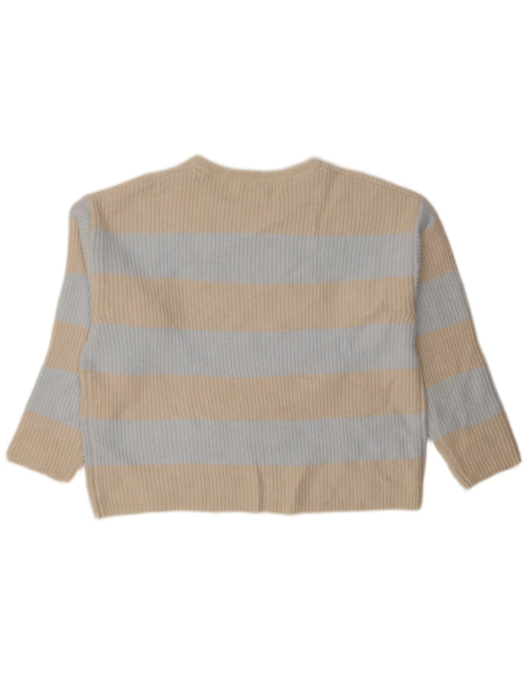 Marks & Spencer Womens Crew Neck Jumper Sweater UK 14 Medium Beige Striped
