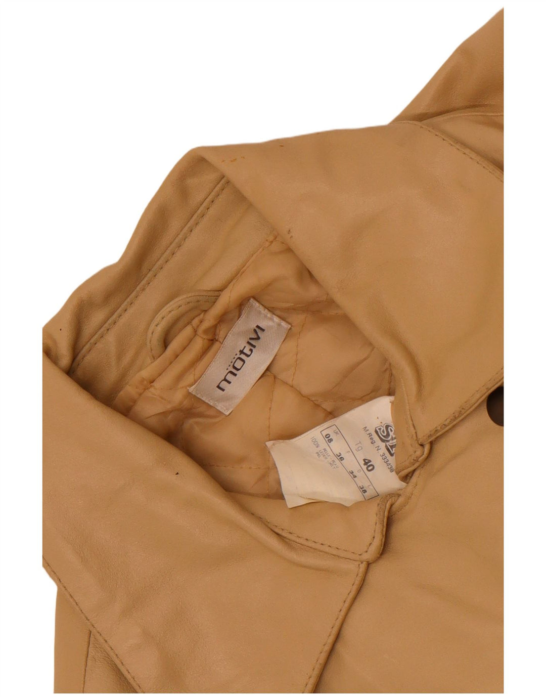 MOTIVI Womens Biker Leather Jacket UK 8 Small  Beige Leather