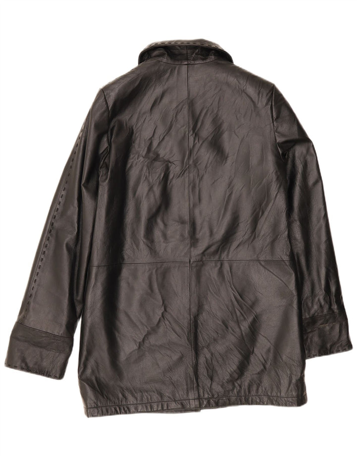 Private Womens Leather Coat IT 44 Medium Black