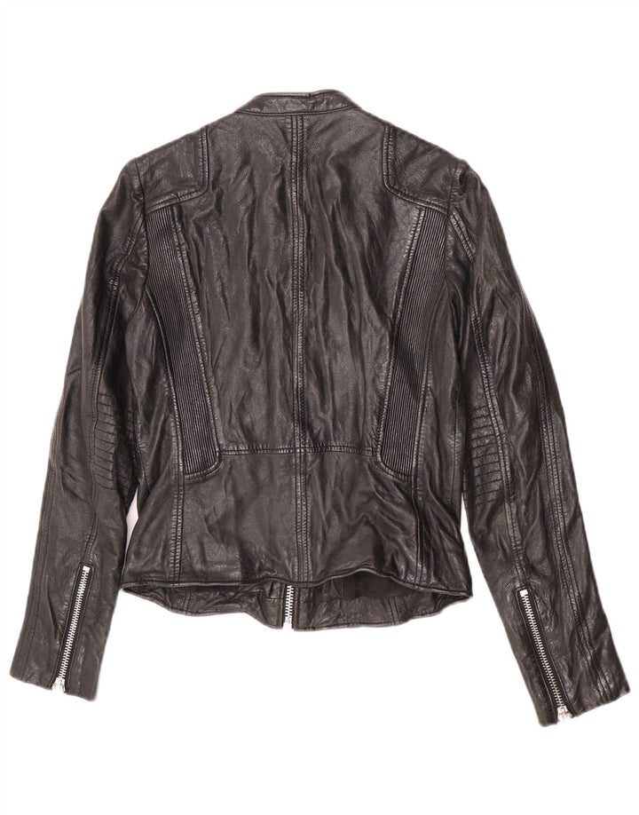 Gipsy Womens Leather Racer Jacket UK 10 Small Black Leather