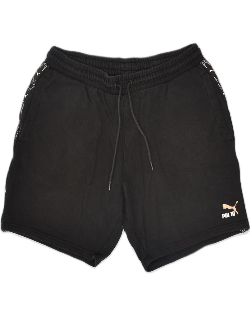 PUMA Mens Sport Shorts Large Black Cotton | Vintage Puma | Thrift | Second-Hand Puma | Used Clothing | Messina Hembry 