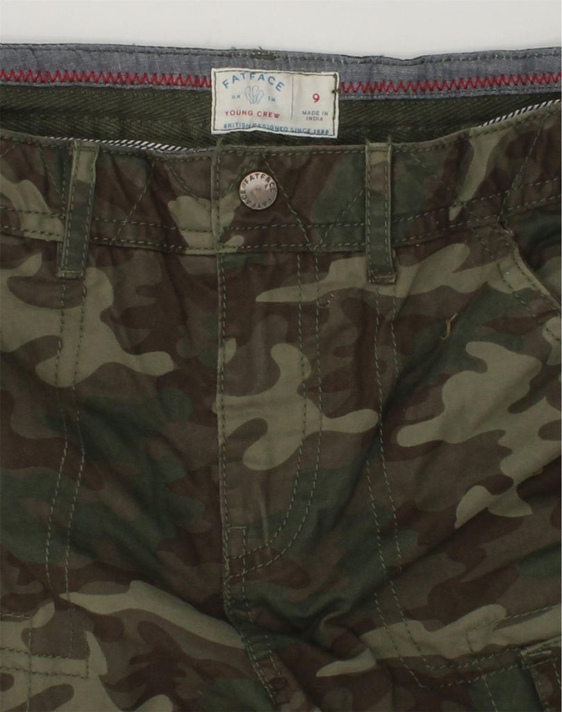 FAT FACE Girls Straight Cargo Trousers 8-9 Years W24 L25 Khaki Camouflage | Vintage Fat Face | Thrift | Second-Hand Fat Face | Used Clothing | Messina Hembry 