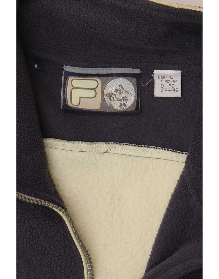 Fila Mens Fleece Jacket IT 52/54 Large Navy Blue Colourblock